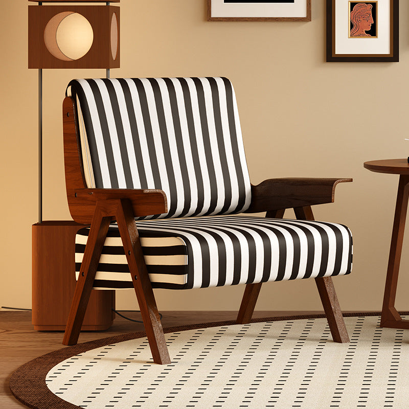 Traditional French Rectangular Velvet Solid Wood Accent Chair Backrest Armrest For Living Room