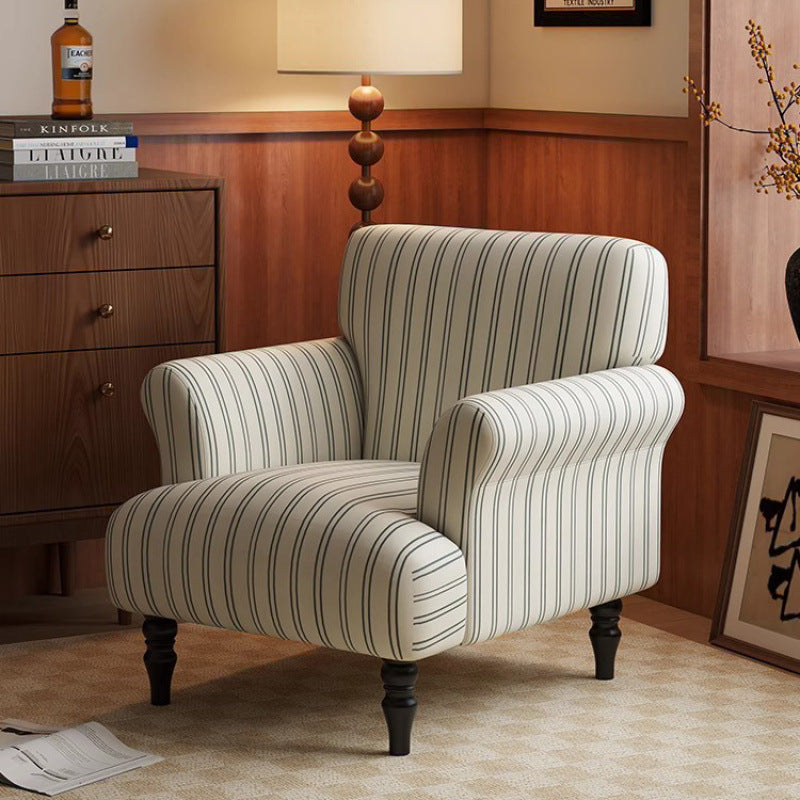 Traditional French Rectangular Velvet Crinkled Woven Fabric Solid Wood Accent Chair Backrest Armrest For Living Room