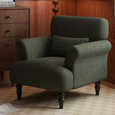 Traditional French Rectangular Velvet Crinkled Woven Fabric Solid Wood Accent Chair Backrest Armrest For Living Room