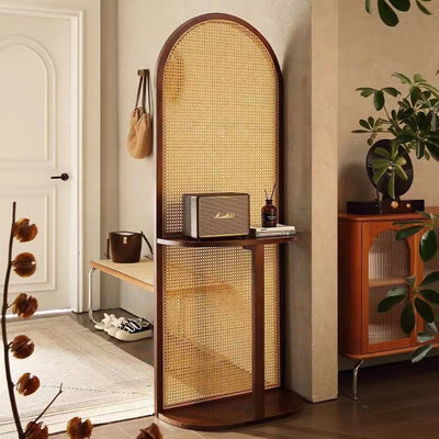 Traditional Chinese Rectangular Rubberwood Solid Wood Plastic Room Divider With Storage Shelf 2/4-Tier For Living Room