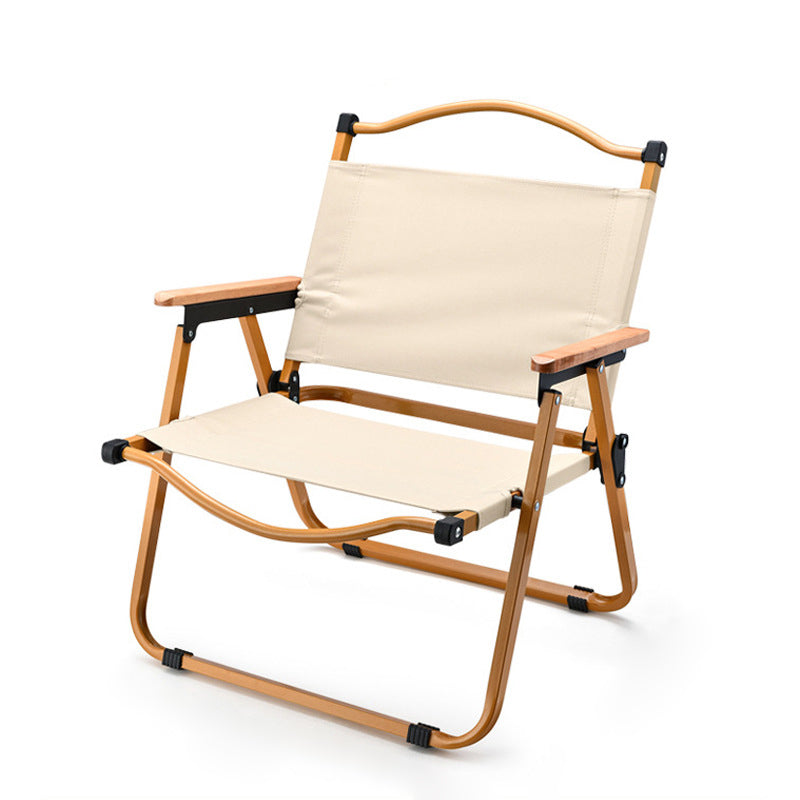 Moderner minimalistischer quadratischer Stoff-Klappstuhl aus Kohlenstoffstahl und Buchenholz mit Rückenlehne und Armlehne für den Außenbereich 
