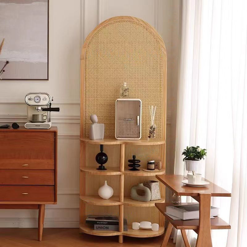Traditional Chinese Rectangular Rubberwood Solid Wood Plastic Room Divider With Storage Shelf 2/4-Tier For Living Room