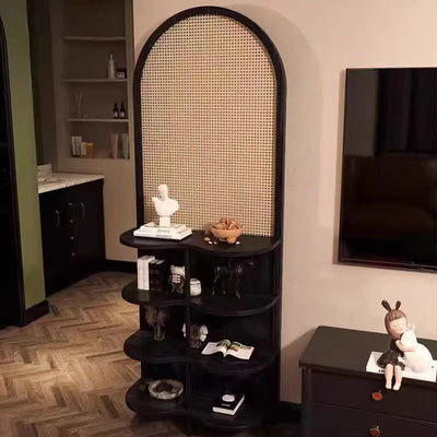 Traditional Chinese Rectangular Rubberwood Solid Wood Plastic Room Divider With Storage Shelf 2/4-Tier For Living Room