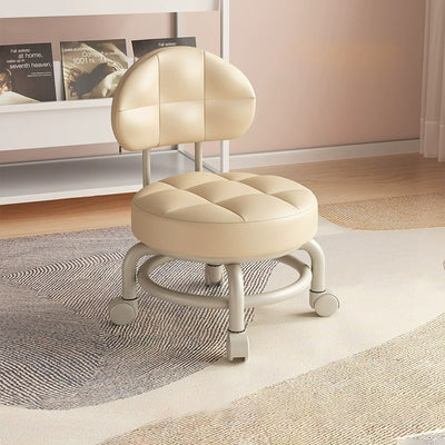 Modern Minimalist Round Artificial Leather Wood Iron Chair Backrest Armless For Living Room