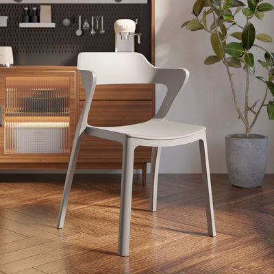 Modern Minimalist Openwork Rectangular PVC Dining Chair Backrest Armless For Dining Room