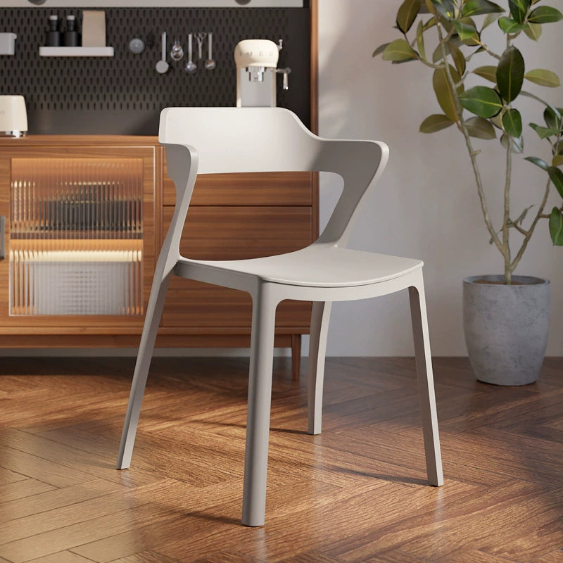 Modern Minimalist Openwork Rectangular PVC Dining Chair Backrest Armless For Dining Room