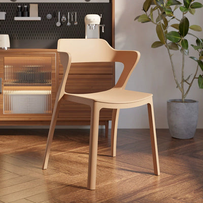 Modern Minimalist Openwork Rectangular PVC Dining Chair Backrest Armless For Dining Room