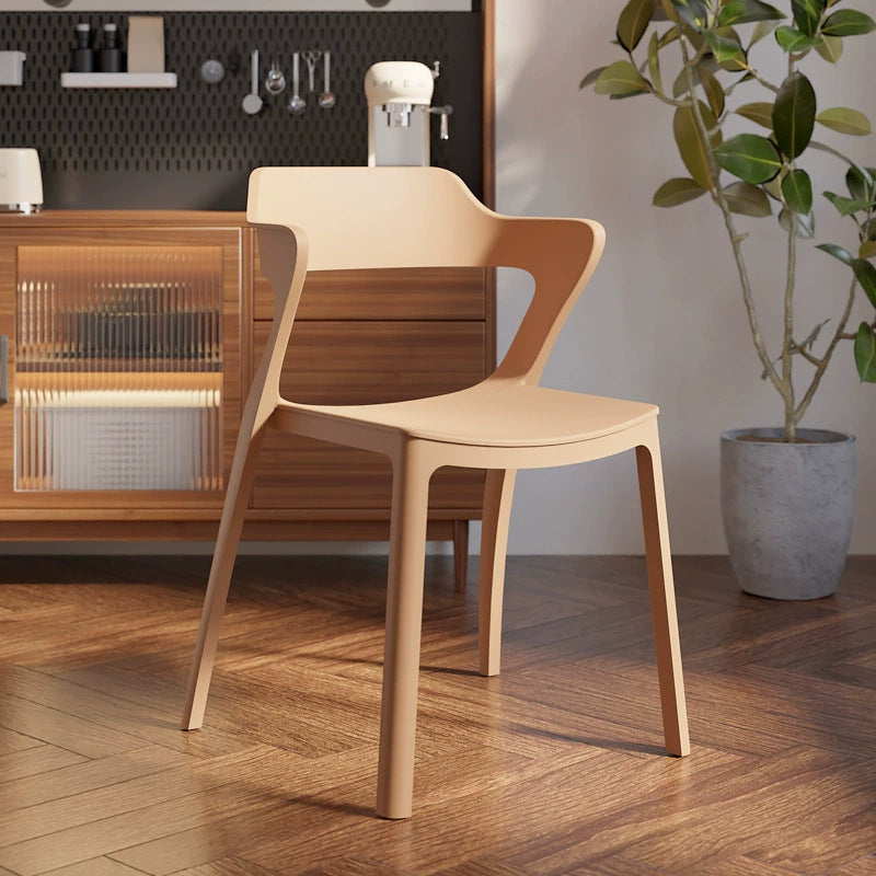 Modern Minimalist Openwork Rectangular PVC Dining Chair Backrest Armless For Dining Room