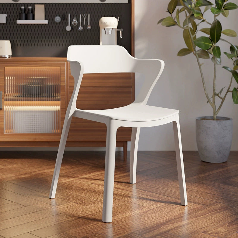 Modern Minimalist Openwork Rectangular PVC Dining Chair Backrest Armless For Dining Room