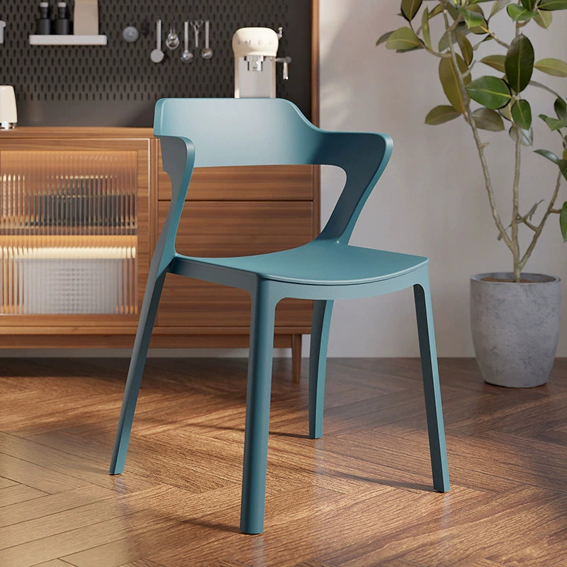 Modern Minimalist Openwork Rectangular PVC Dining Chair Backrest Armless For Dining Room