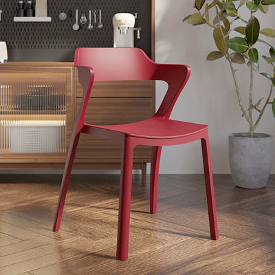 Modern Minimalist Openwork Rectangular PVC Dining Chair Backrest Armless For Dining Room