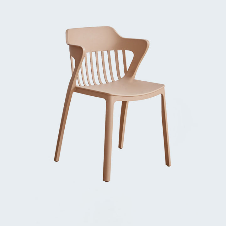 Moderner minimalistischer rechteckiger PVC-Esszimmerstuhl mit durchbrochener Rückenlehne ohne Armlehnen für das Esszimmer 