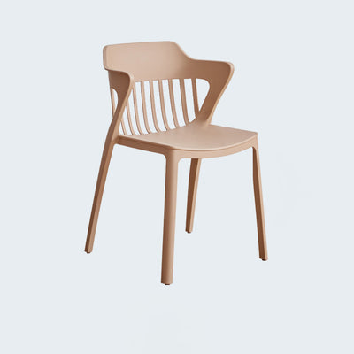 Modern Minimalist Openwork Rectangular PVC Dining Chair Backrest Armless For Dining Room