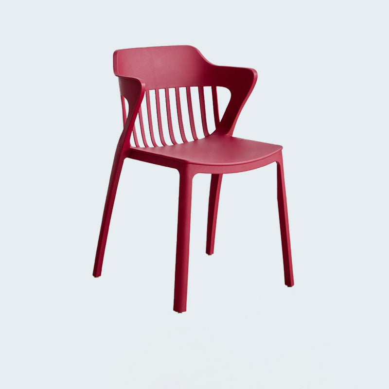 Moderner minimalistischer rechteckiger PVC-Esszimmerstuhl mit durchbrochener Rückenlehne ohne Armlehnen für das Esszimmer 