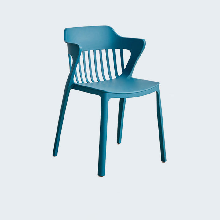 Moderner minimalistischer rechteckiger PVC-Esszimmerstuhl mit durchbrochener Rückenlehne ohne Armlehnen für das Esszimmer 