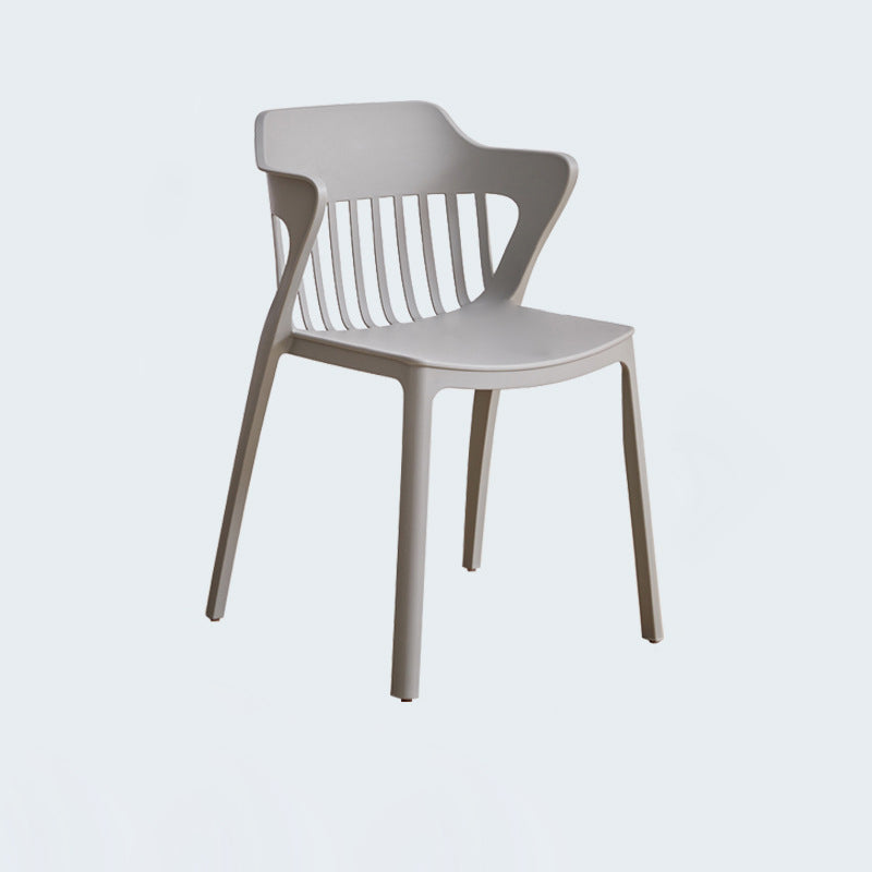 Modern Minimalist Openwork Rectangular PVC Dining Chair Backrest Armless For Dining Room