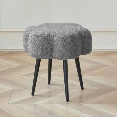 Contemporary Scandinavian Artificial Wood Lambswool Foam Sponge Armless Vanity Stool For Bedroom