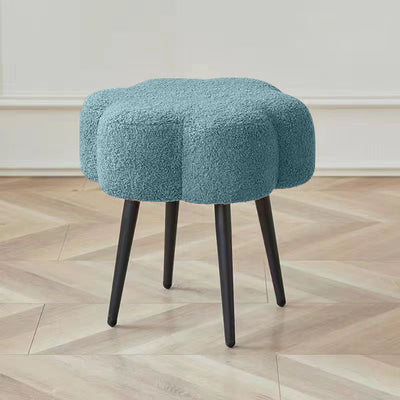 Contemporary Scandinavian Artificial Wood Lambswool Foam Sponge Armless Vanity Stool For Bedroom