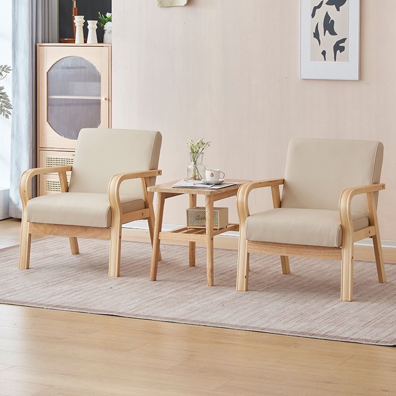 Ensemble table et chaises moderne minimaliste en pin massif, contreplaqué, panneau de fibres de densité moyenne, cuir PU, perles en latex, pour salon 