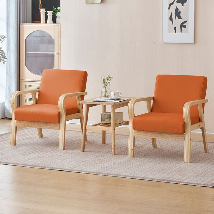 Ensemble table et chaises moderne minimaliste en pin massif, contreplaqué, panneau de fibres de densité moyenne, cuir PU, perles en latex, pour salon 