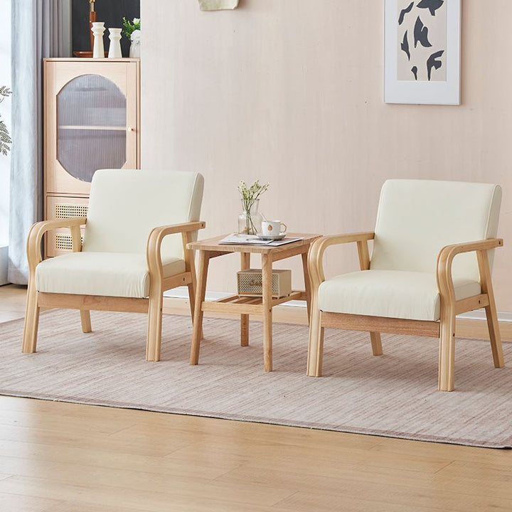 Ensemble table et chaises moderne minimaliste en pin massif, contreplaqué, panneau de fibres de densité moyenne, cuir PU, perles en latex, pour salon 