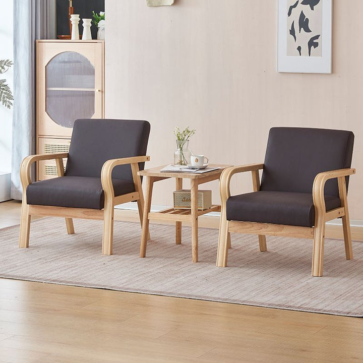 Ensemble table et chaises moderne minimaliste en pin massif, contreplaqué, panneau de fibres de densité moyenne, cuir PU, perles en latex, pour salon 