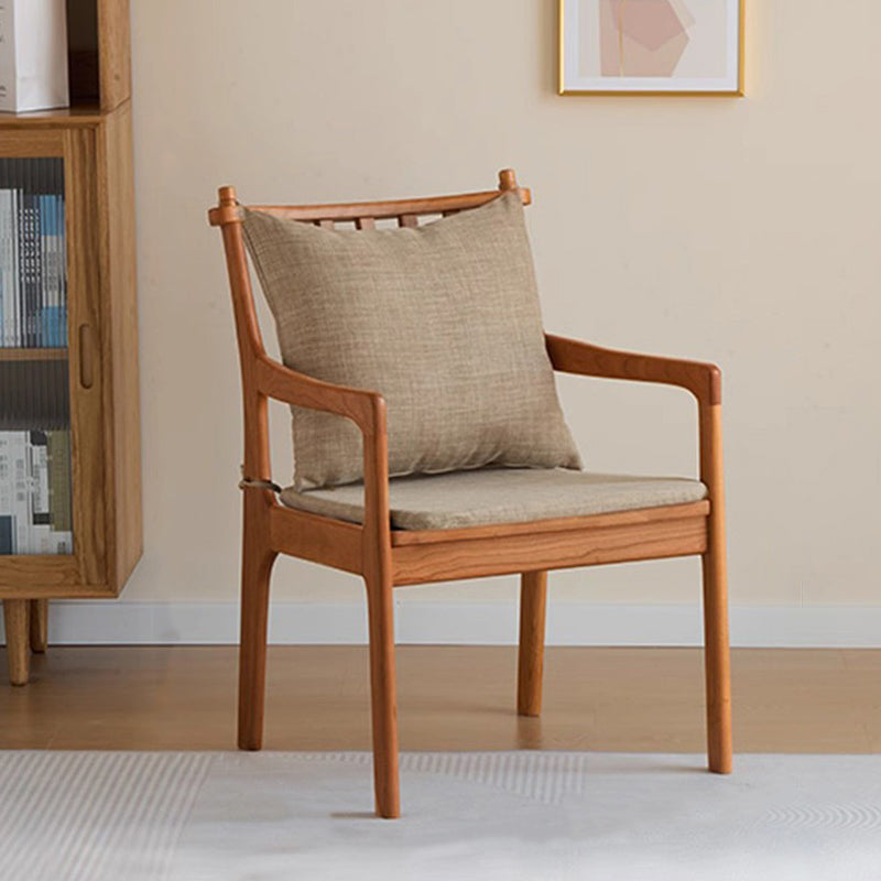 Contemporary Scandinavian Square Cherry Wood Solid Wood Polyester Cotton Linen Foam Sponge Dining Chair For Dining Room
