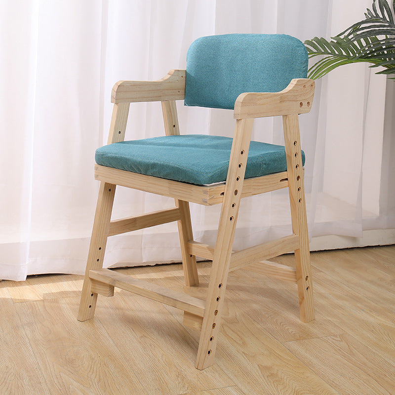 Modern Minimalist Adjustable Solid Pine Wood Cotton Linen Foam Sponge Kids Chair For Bedroom