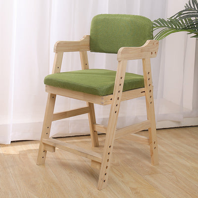 Modern Minimalist Adjustable Solid Pine Wood Cotton Linen Foam Sponge Kids Chair For Bedroom