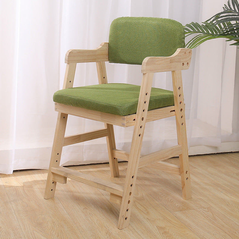 Modern Minimalist Adjustable Solid Pine Wood Cotton Linen Foam Sponge Kids Chair For Bedroom