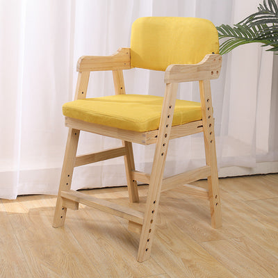 Modern Minimalist Adjustable Solid Pine Wood Cotton Linen Foam Sponge Kids Chair For Bedroom