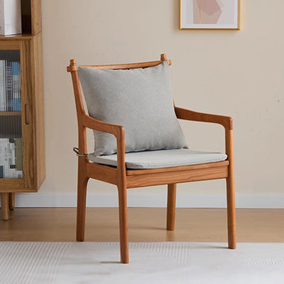 Contemporary Scandinavian Square Cherry Wood Solid Wood Polyester Cotton Linen Foam Sponge Dining Chair For Dining Room