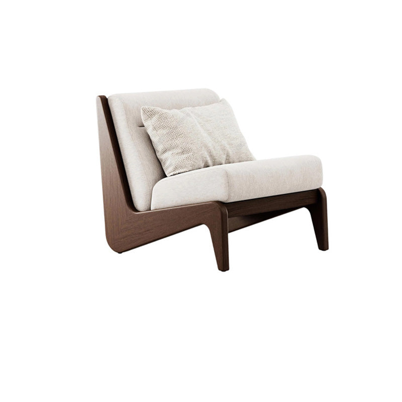 Traditional French Rectangular Cotton-Linen Fabric Solid Wood Accent Chair Backrest Armless For Living Room