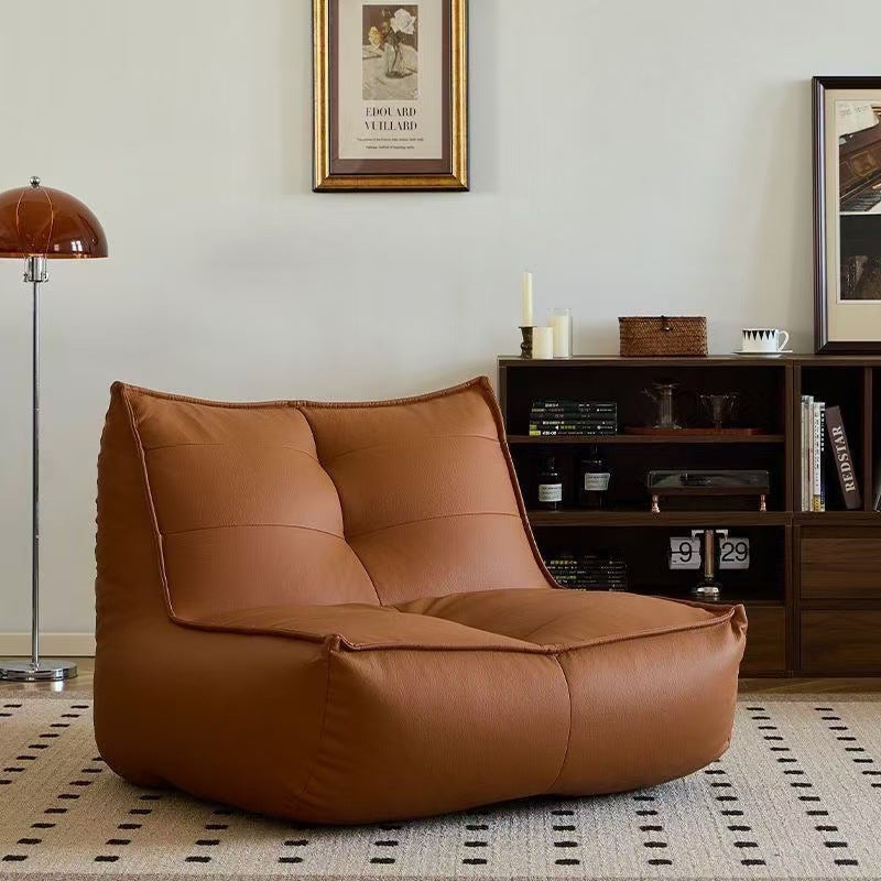 Modern Minimalist Rectangular Cat-Claw Leather Accent Chair Backrest Armless For Living Room
