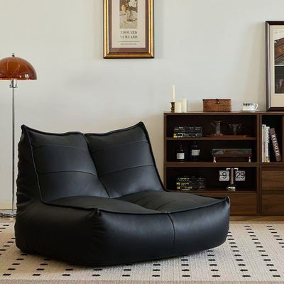 Modern Minimalist Rectangular Cat-Claw Leather Accent Chair Backrest Armless For Living Room