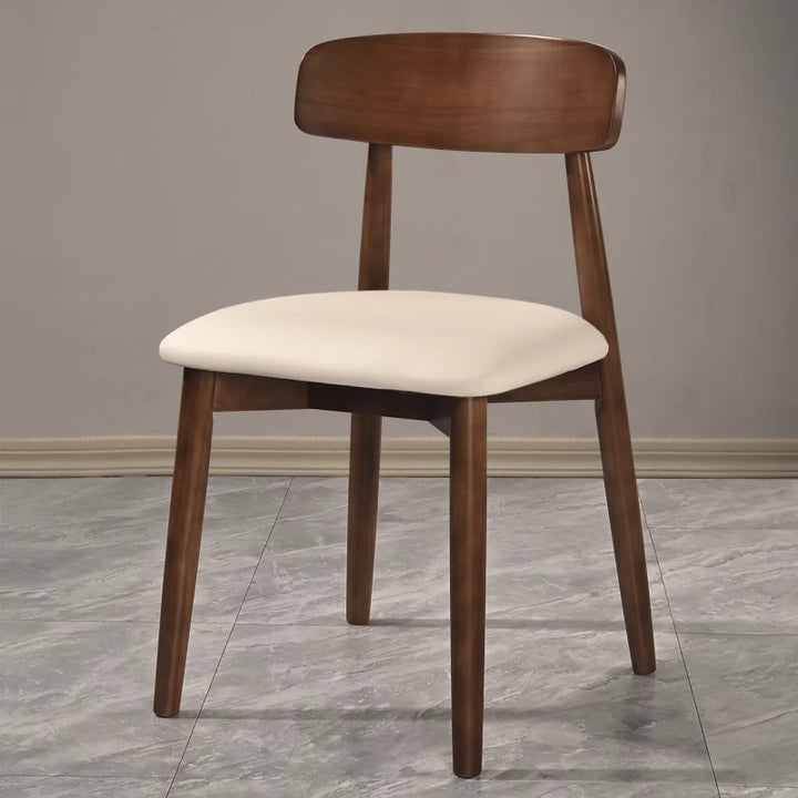 Traditional Vintage Square Rubberwood PU Leather Foam Sponge Armless Dining Chair For Dining Room