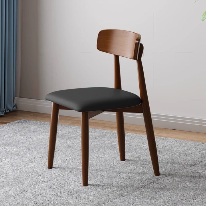 Traditional Vintage Square Rubberwood PU Leather Foam Sponge Armless Dining Chair For Dining Room