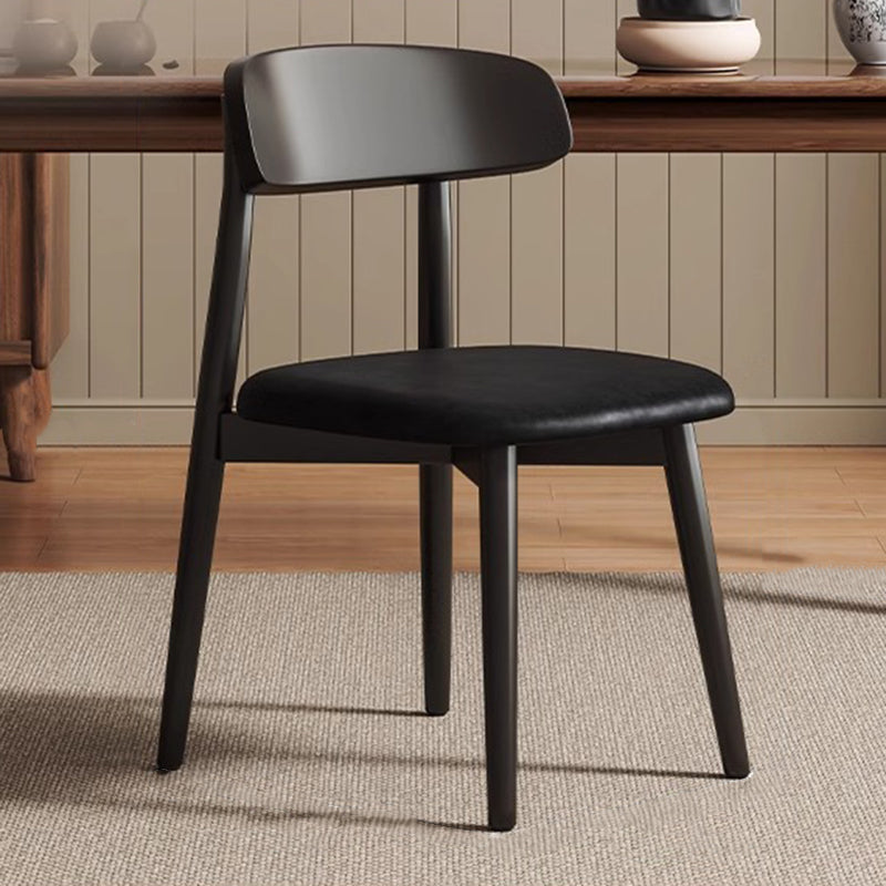 Traditional Vintage Square Rubberwood PU Leather Foam Sponge Armless Dining Chair For Dining Room