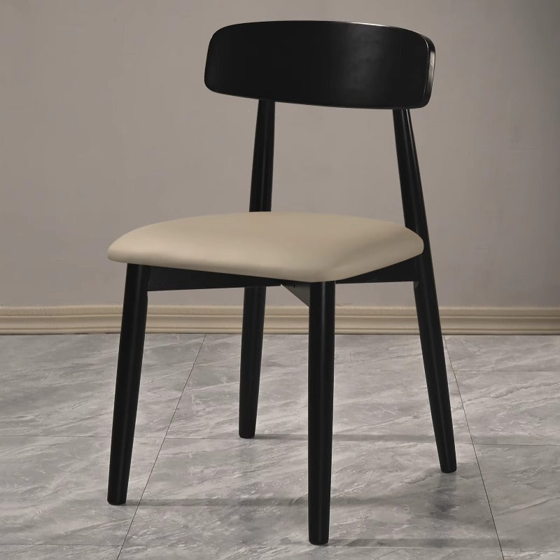 Traditional Vintage Square Rubberwood PU Leather Foam Sponge Armless Dining Chair For Dining Room