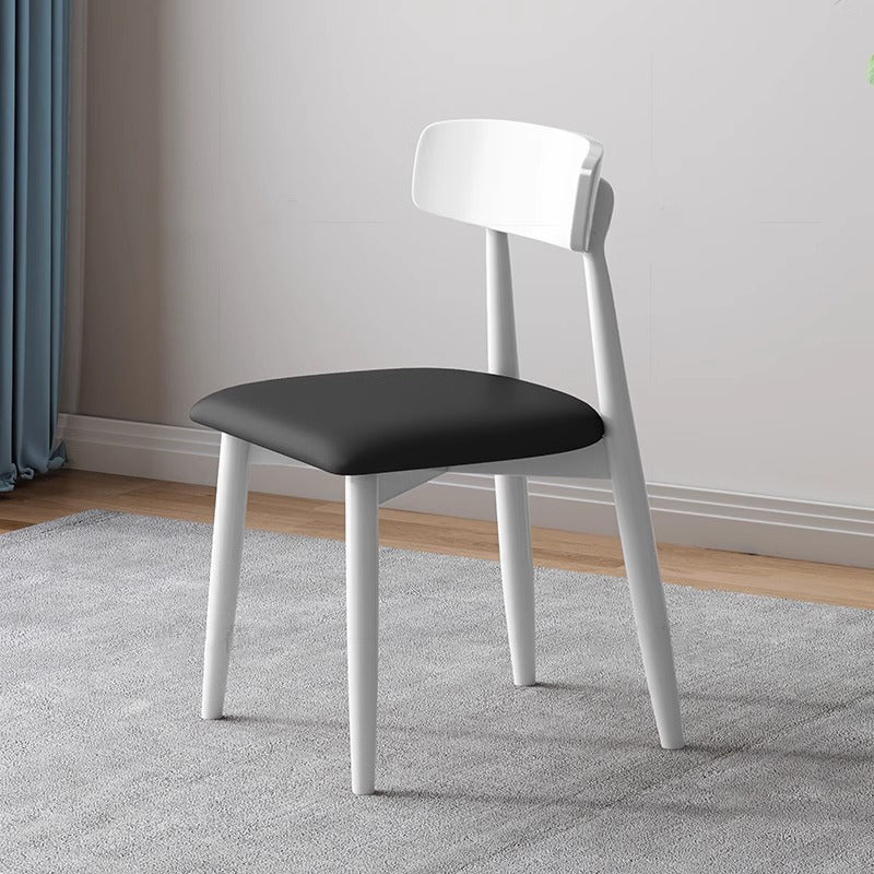 Traditional Vintage Square Rubberwood PU Leather Foam Sponge Armless Dining Chair For Dining Room