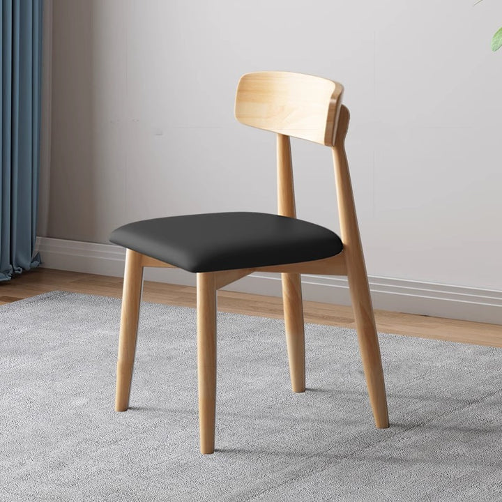Traditional Vintage Square Rubberwood PU Leather Foam Sponge Armless Dining Chair For Dining Room