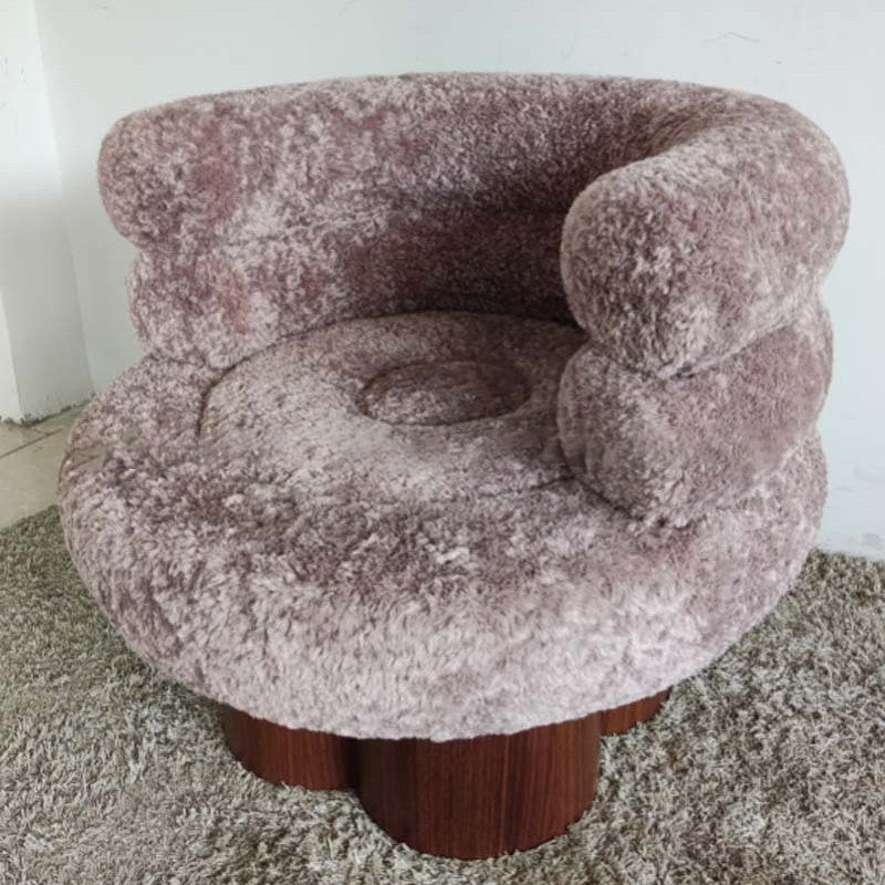 Traditional French Curved Lambswool Solid Wood Iron Vanity Stool Backrest Armless For Bedroom