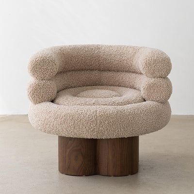 Traditional French Curved Lambswool Solid Wood Iron Vanity Stool Backrest Armless For Bedroom