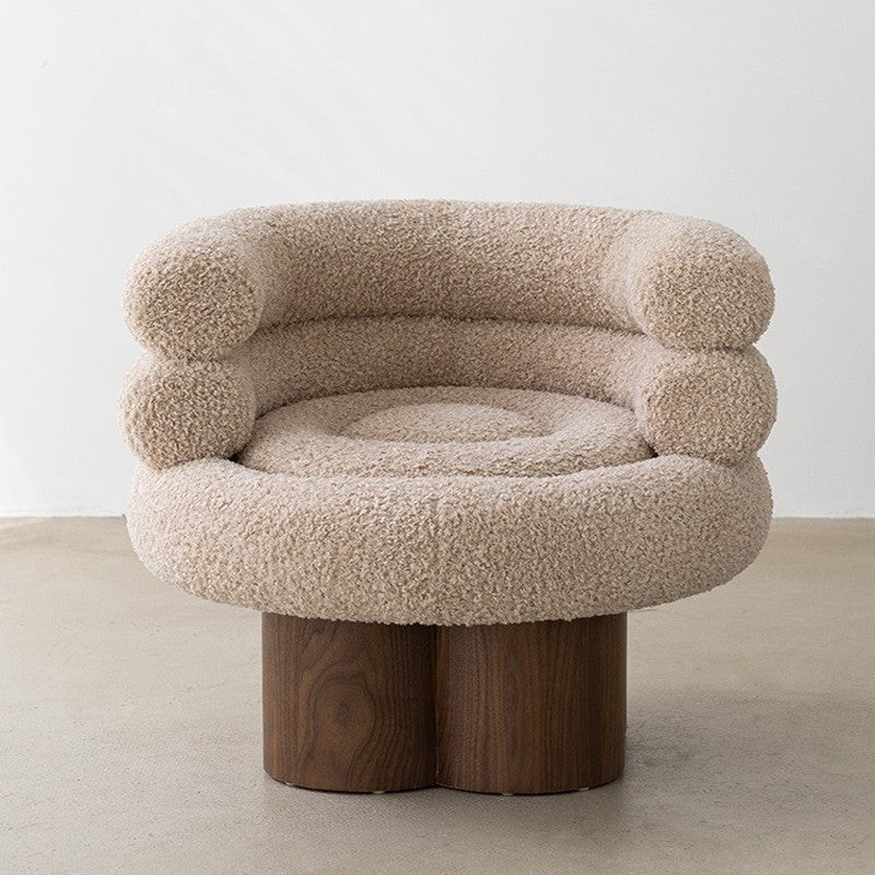 Traditional French Curved Lambswool Solid Wood Iron Vanity Stool Backrest Armless For Bedroom