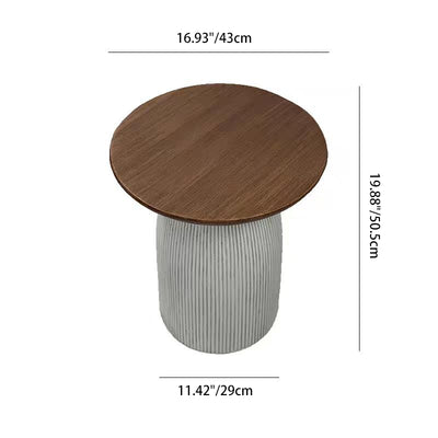Contemporary Nordic Cylindrical MgO Stone Material Side Table 1-Tier For Living Room