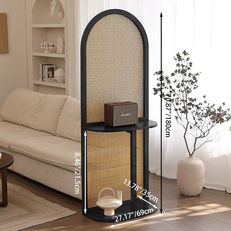 Traditional Chinese Rectangular Rubberwood Solid Wood Plastic Room Divider With Storage Shelf 2/4-Tier For Living Room