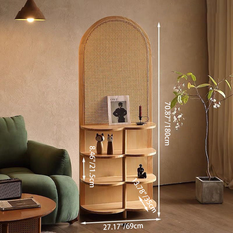Traditional Chinese Rectangular Rubberwood Solid Wood Plastic Room Divider With Storage Shelf 2/4-Tier For Living Room