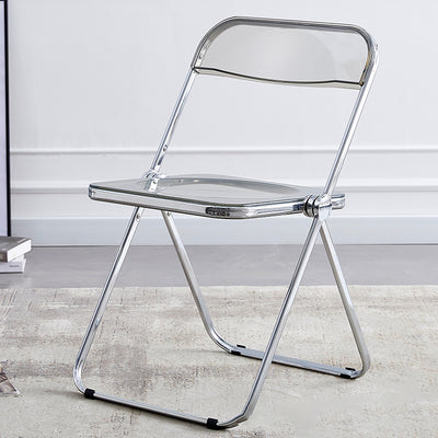 Modern Minimalist Rectangular Foldable PVC Iron Dining Chair Backrest Armless For Dining Room