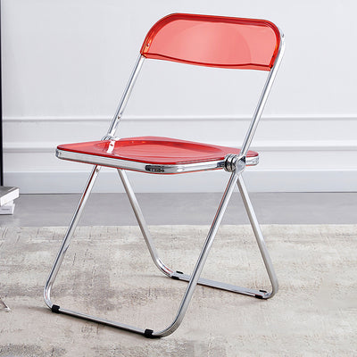 Modern Minimalist Rectangular Foldable PVC Iron Dining Chair Backrest Armless For Dining Room