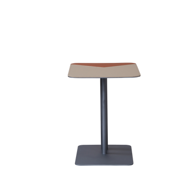 Square Dual-Tone Saddle Leather End Table - Minimalist Asymmetrical Patchwork Detail Corner Table For Living Room